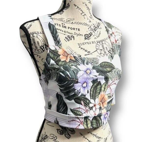 EleVen Venus Williams L Tropicana Floral Sports Bra Crossback Stretch NWT - Picture 6 of 11